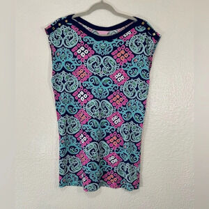 Lilly Pulitzer Robyn Printed Shift Dress Blue Pink Women’s Size Small Coastal